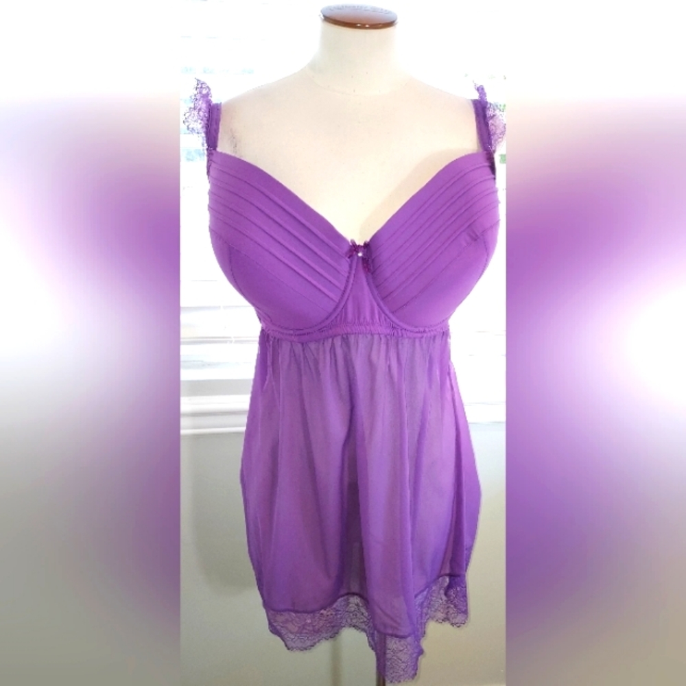 Parfait by Affinitas Purple Honey Babydoll Lingerie NWT